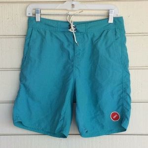 Men’s Obey Teal Swim Trunks Waist 28 Small